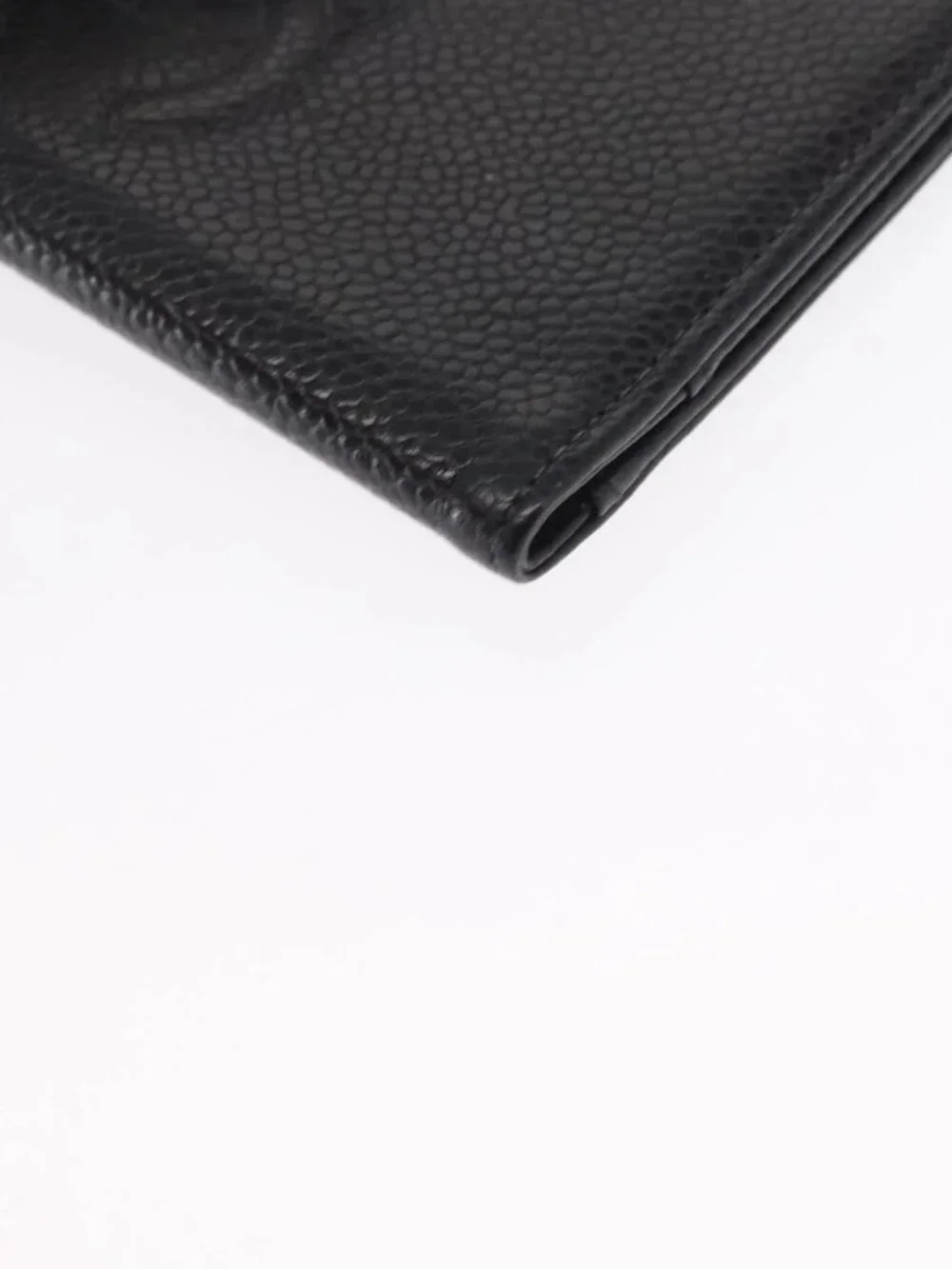 CHANEL Day Planner Cover Grained Calf Skin Black Gold CC Auth 162550